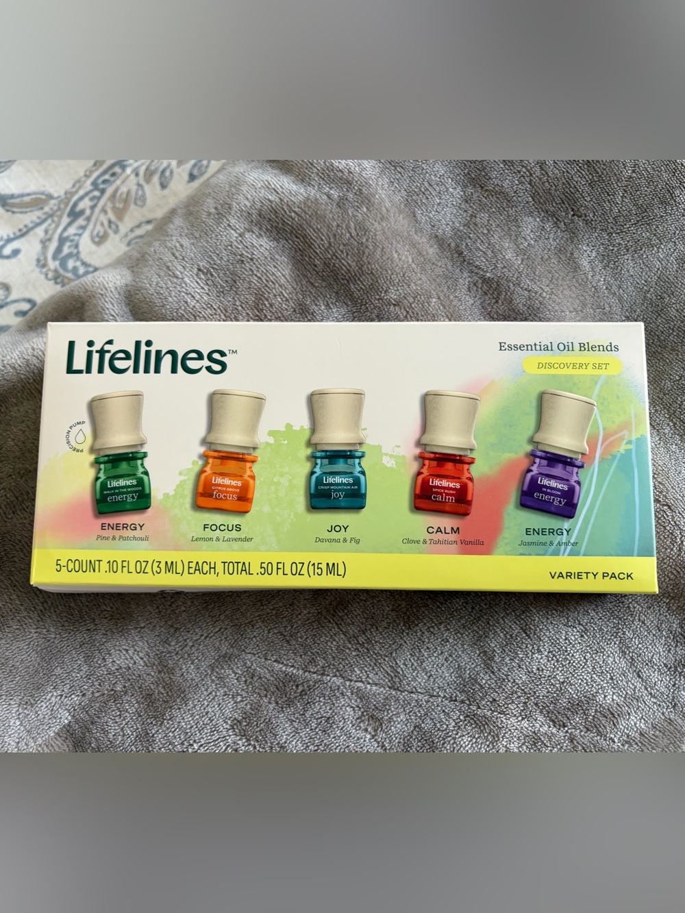 Lifeline Essential Oil Set – Orange, Teal, Red, Green, Purple